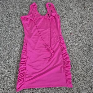 Hot Pink Ruched Tank Dress